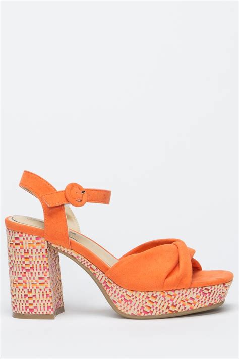 oranje sandalen met hak